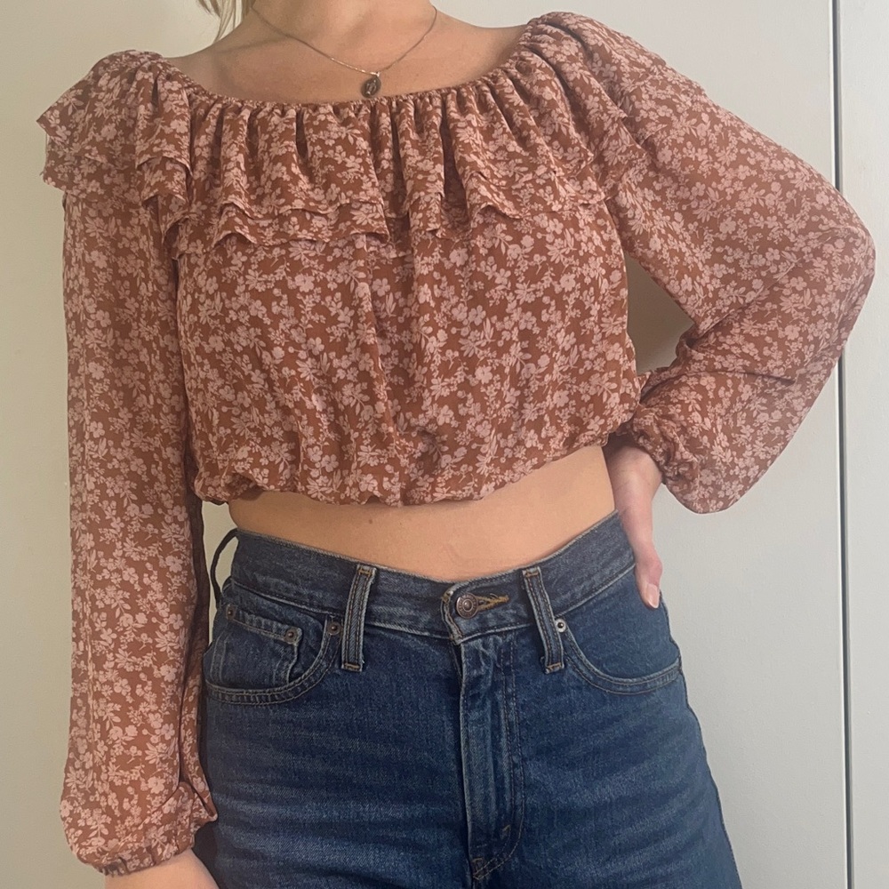 Altar'd state ditzy floral ruffle blouse